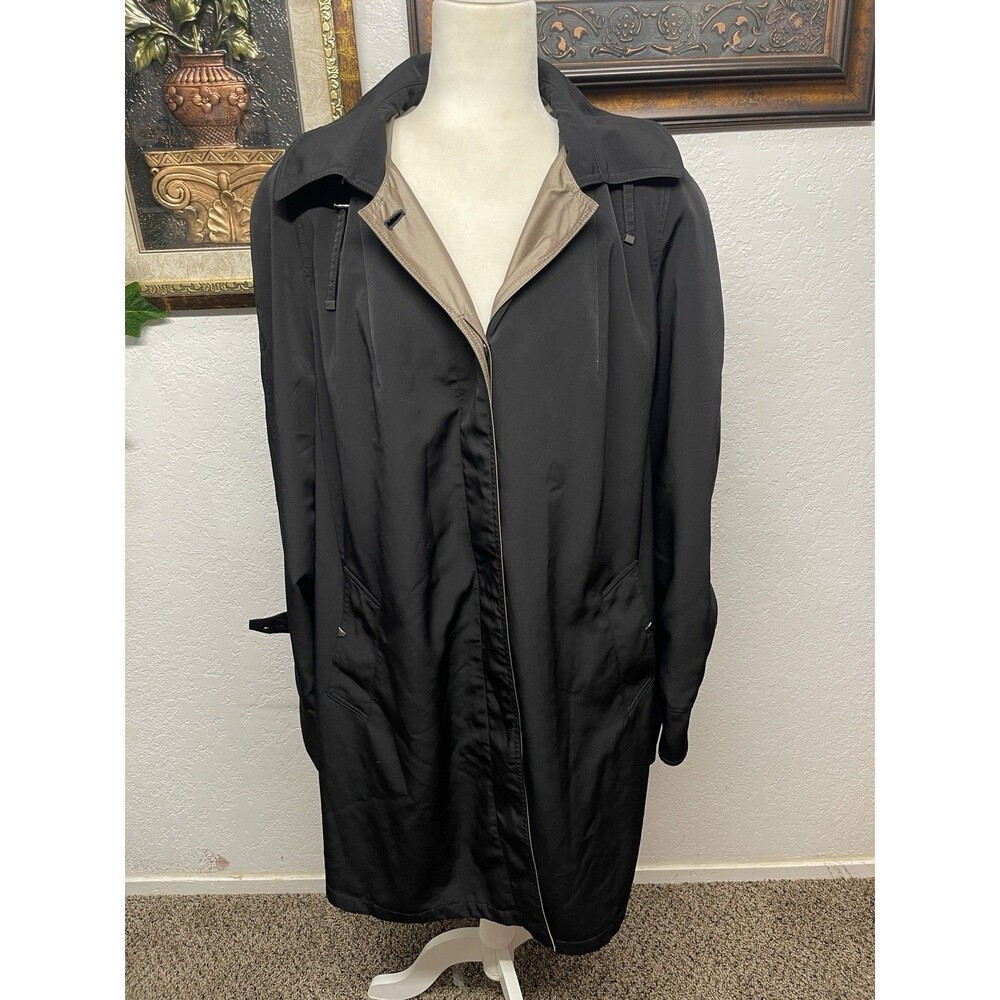 Gallery Woman 1X Hooded Trench Coat Black/Tan